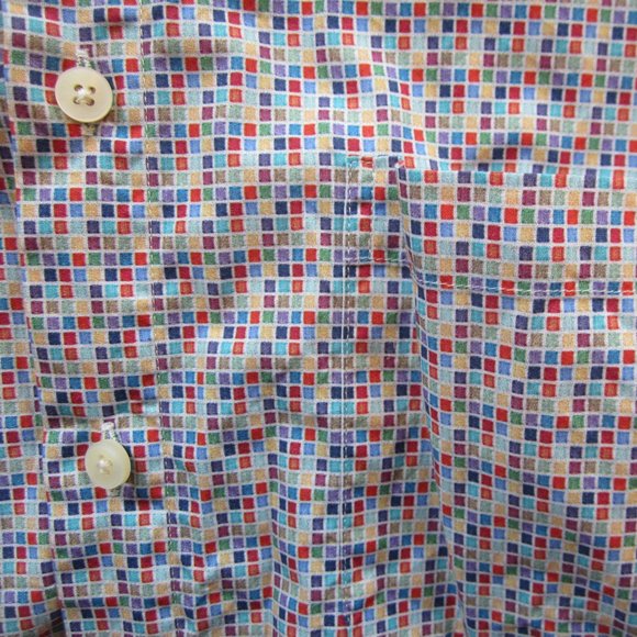 Haupt Men's Shirt Multicolored Squares Size L Large 16.5 Cotton - Picture 3 of 14